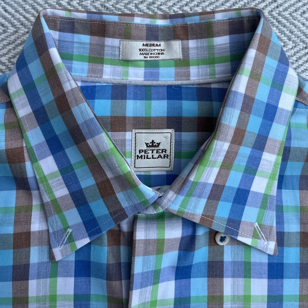 Peter Millar Checkered Button Down Long Sleeve Sh… - image 3